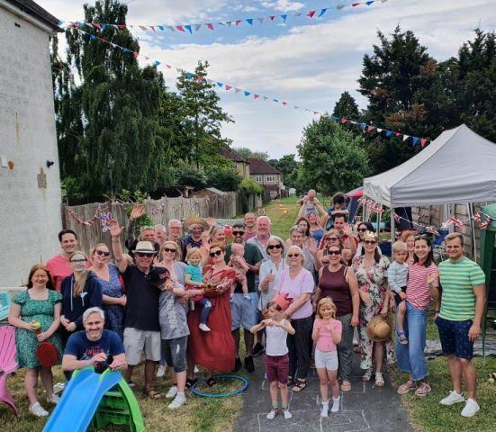 People celebrating a street party