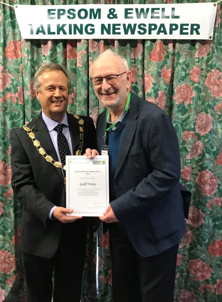 Mayor with award recipient Geoff Trickey