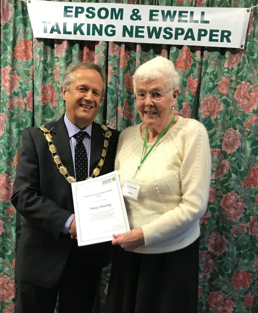 Mayor with award recipient Penny Dearing