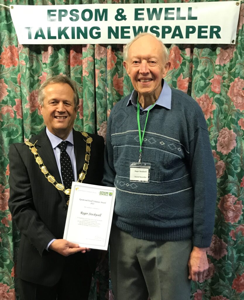 Mayor with award receipent Roger Stockwell