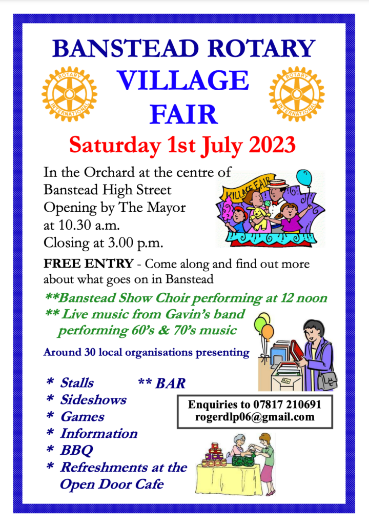 Poster giving details of Banstead Village Fair 