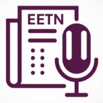 Logo using a newspaper and a microphone